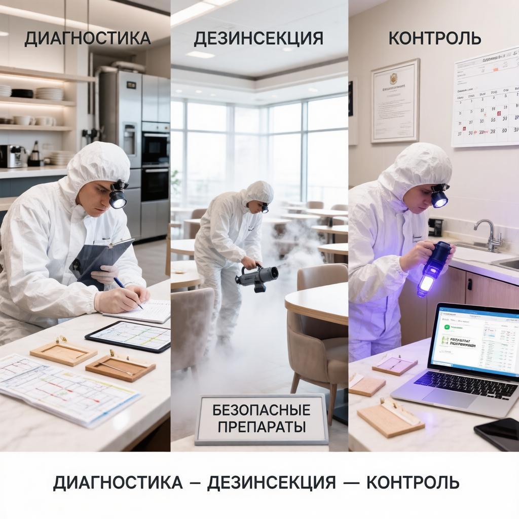 Этапы обработки ресторана от тараканов: диагностика, дезинсекция, контроль